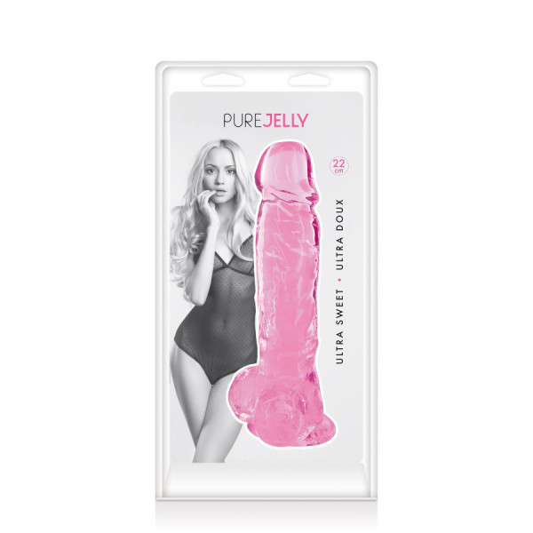 Gode jelly rose ventouse taille XL 22cm 